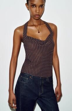New Reformation Hastings Halter Top Milano Dot Size 6
